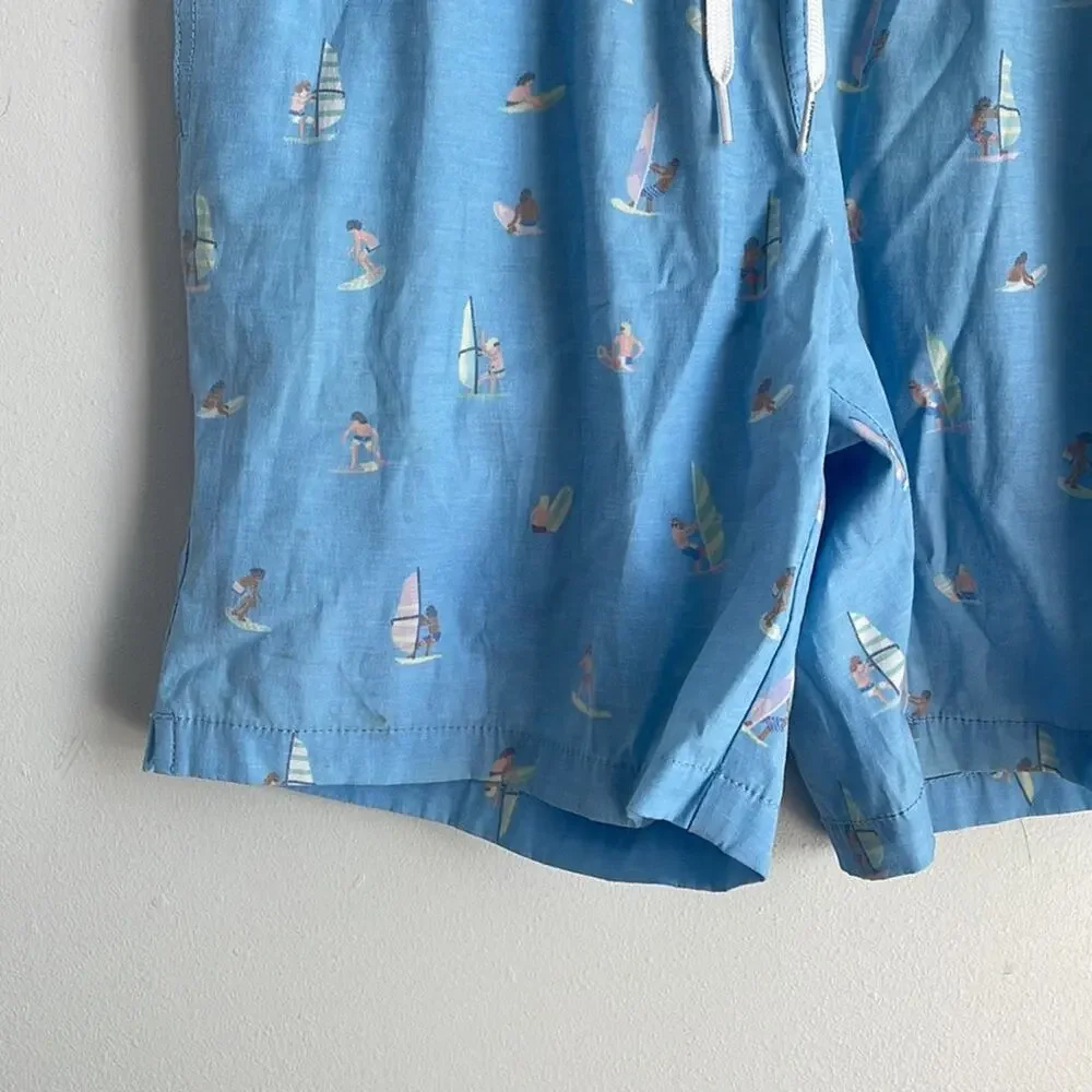 Chubbies surf board windsurfer print elastic waist pull on swim trunks sz S